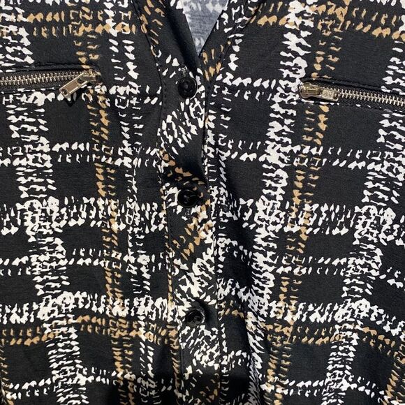 Blue Mood Women's Multicolor Plaid Split Neckline Button Up Shirt Size XL - Picture 5 of 9